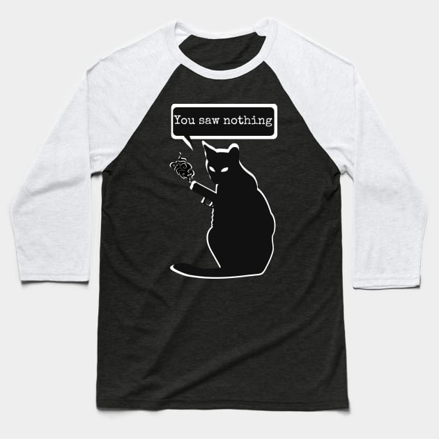 Funny Killer cat meme Baseball T-Shirt by FullOnNostalgia